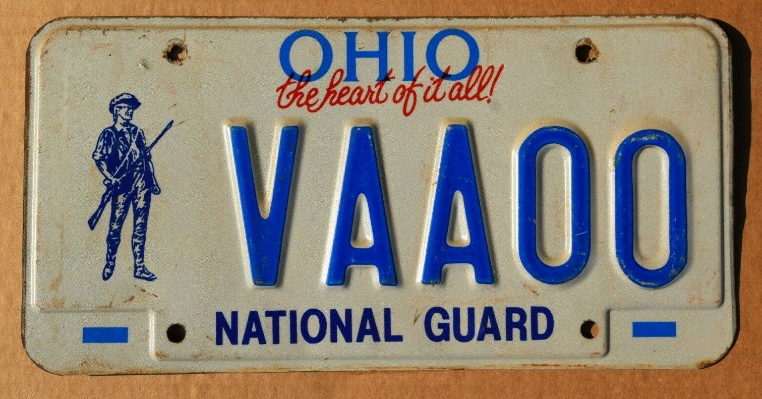 1990s Ohio National Guard SAMPLE License Plate; Heart of it All; VAA00