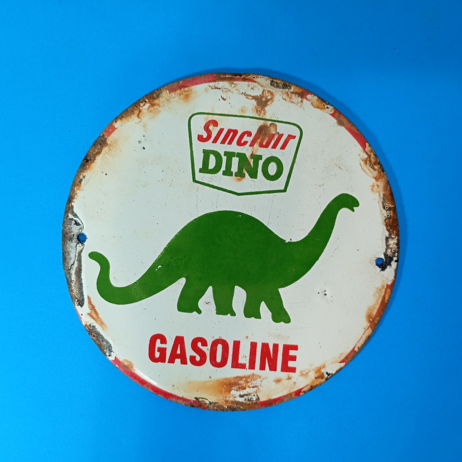 Vintage SINCLAIR DINO GASOLINE Porcelain Enamel Sign 6\ Vintage SINCLAIR DINO GASOLINE Porcelain Enamel Sign 6\