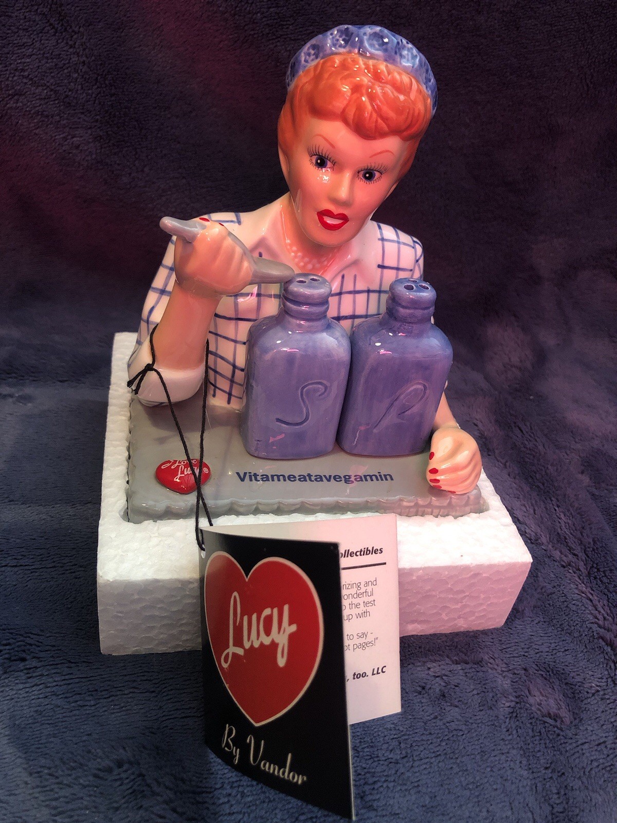 Vandor I Love Lucy Vitameatavegamin Salt Pepper Shakers Stand In original Box