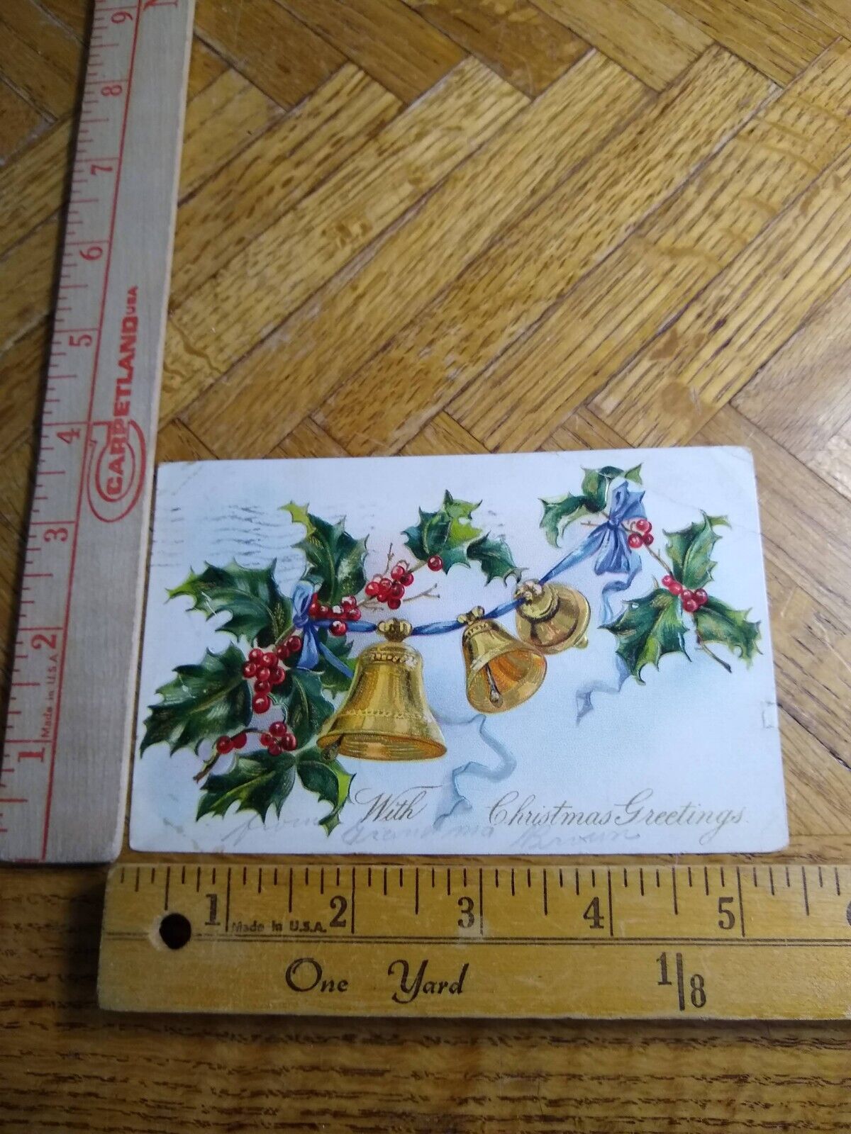 Postcard - Embossed Holiday Print - With Christmas Greetings