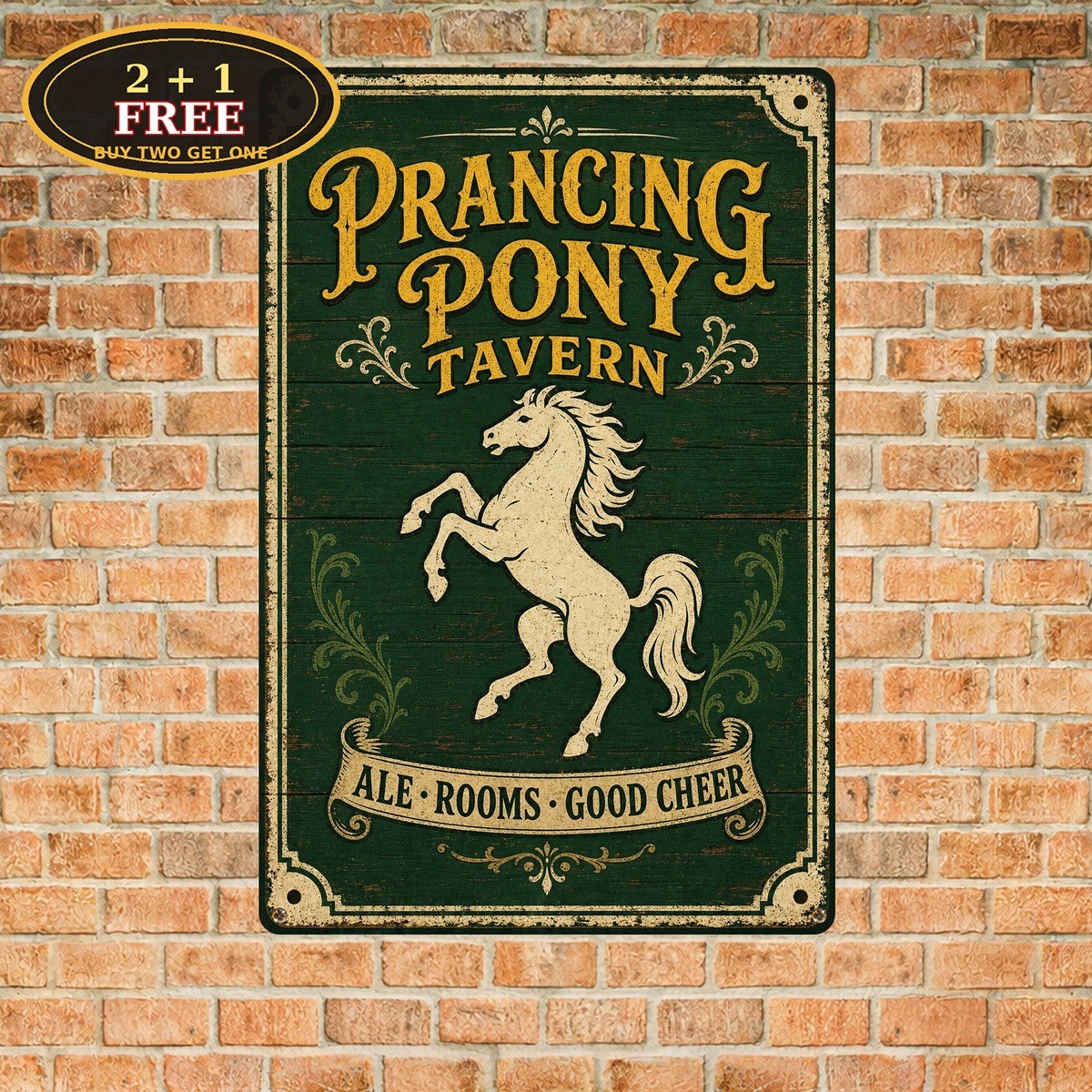 Prancing Pony Tavern Vintage Fantasy Book Theme Bar Metal Tin Sign