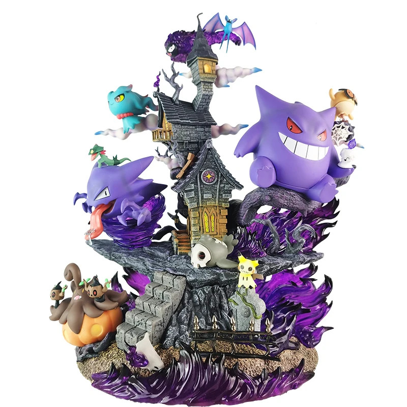 31cm Gengar Evolution Family Figure – Haunter & Gastly PVC Anime Statue W/B