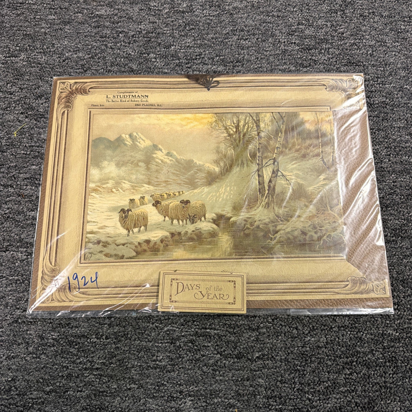 1920s Days Of The Year Painting Nature NEW Package Wall Hanging 18’X14’ Antique 1920s Days Of The Year Painting Nature NEW Package Wall Hanging 18’X14’ Antique