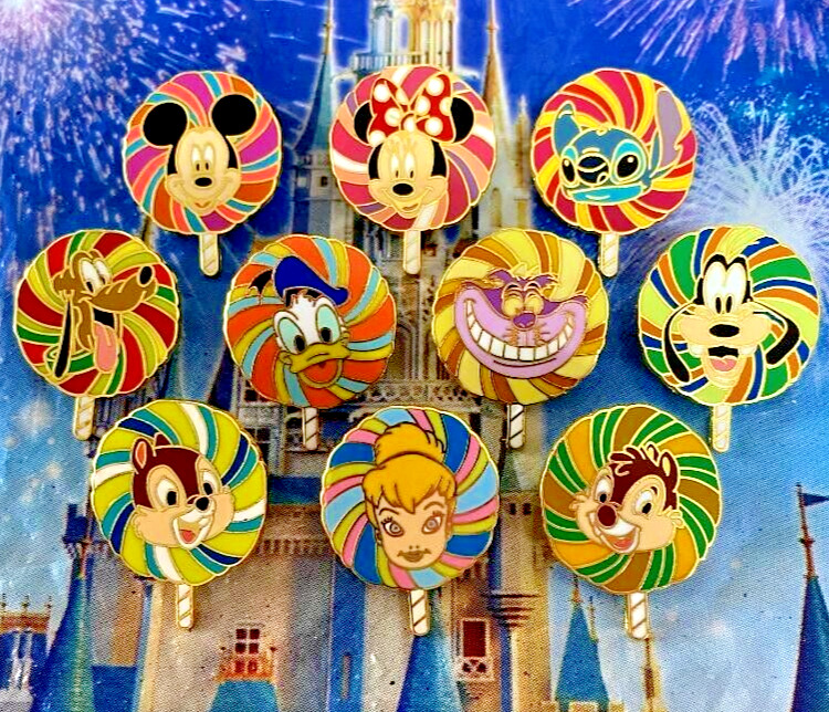 🍭 Disney Character Lollipop Pin Lot - 2008 Complete Set Disney Lollipop LE Pins