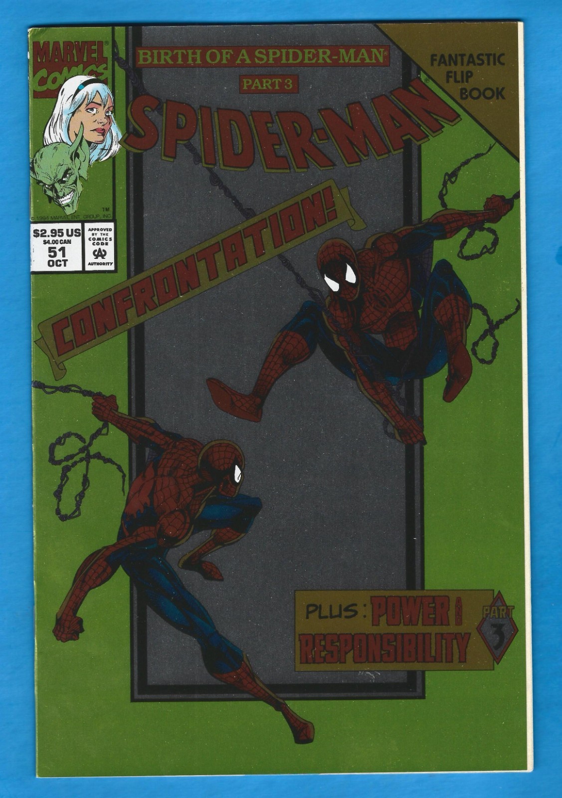 Spider-Man #51 1994 Marvel Birth of a Spider-Man Part 3 Foil Flip Book 8.5 VF+