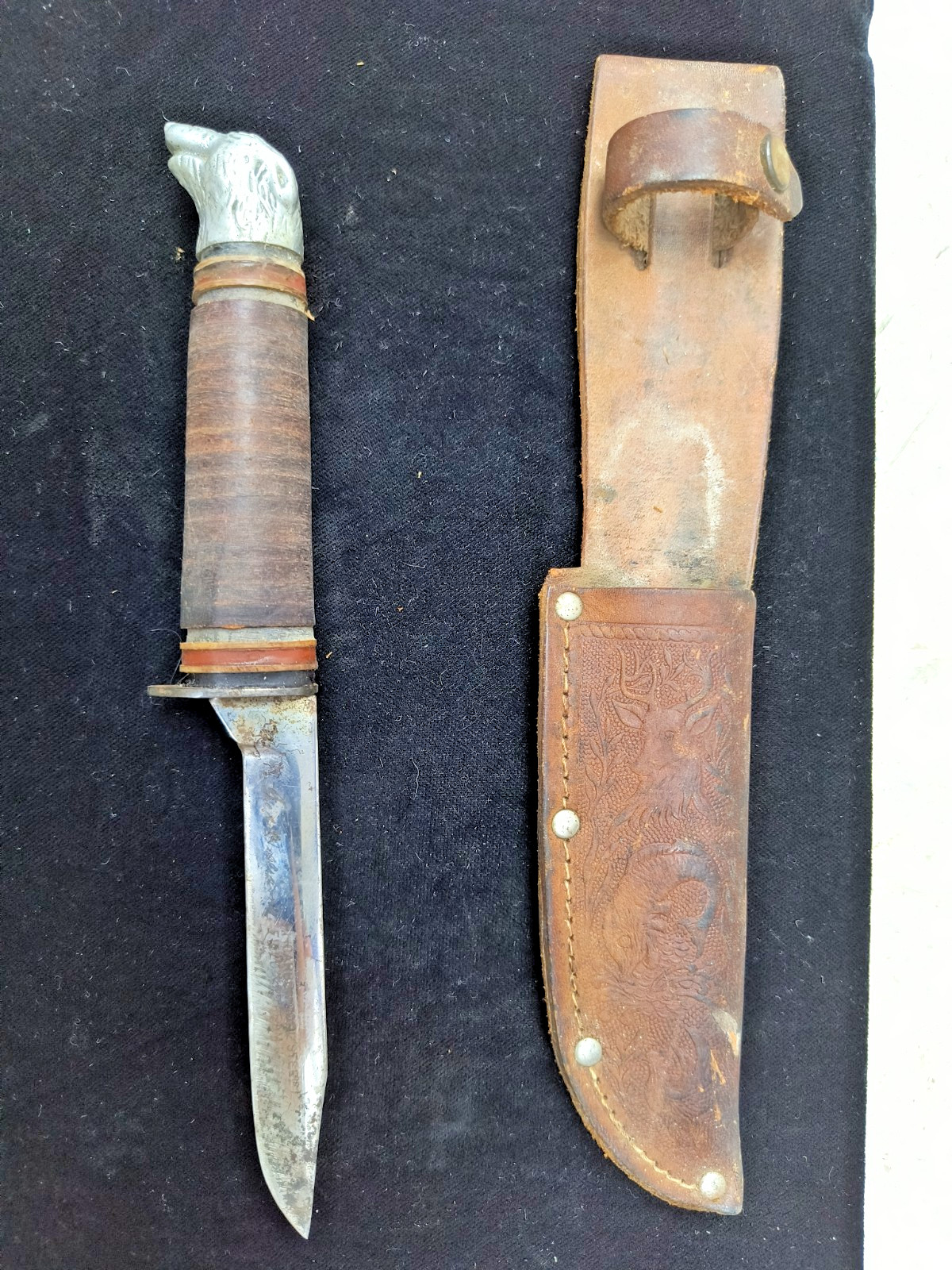 Vintage Schrade Walden Bear Head Fixed Blade Knife