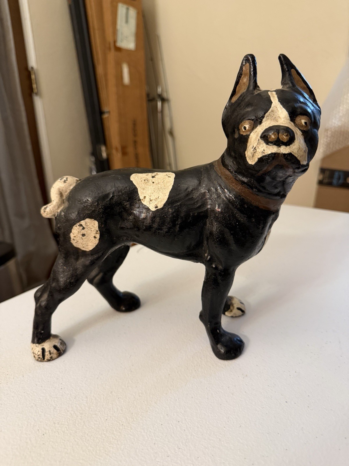 Antique Hubley cast Iron Boston Terrier Doorstop Classic 