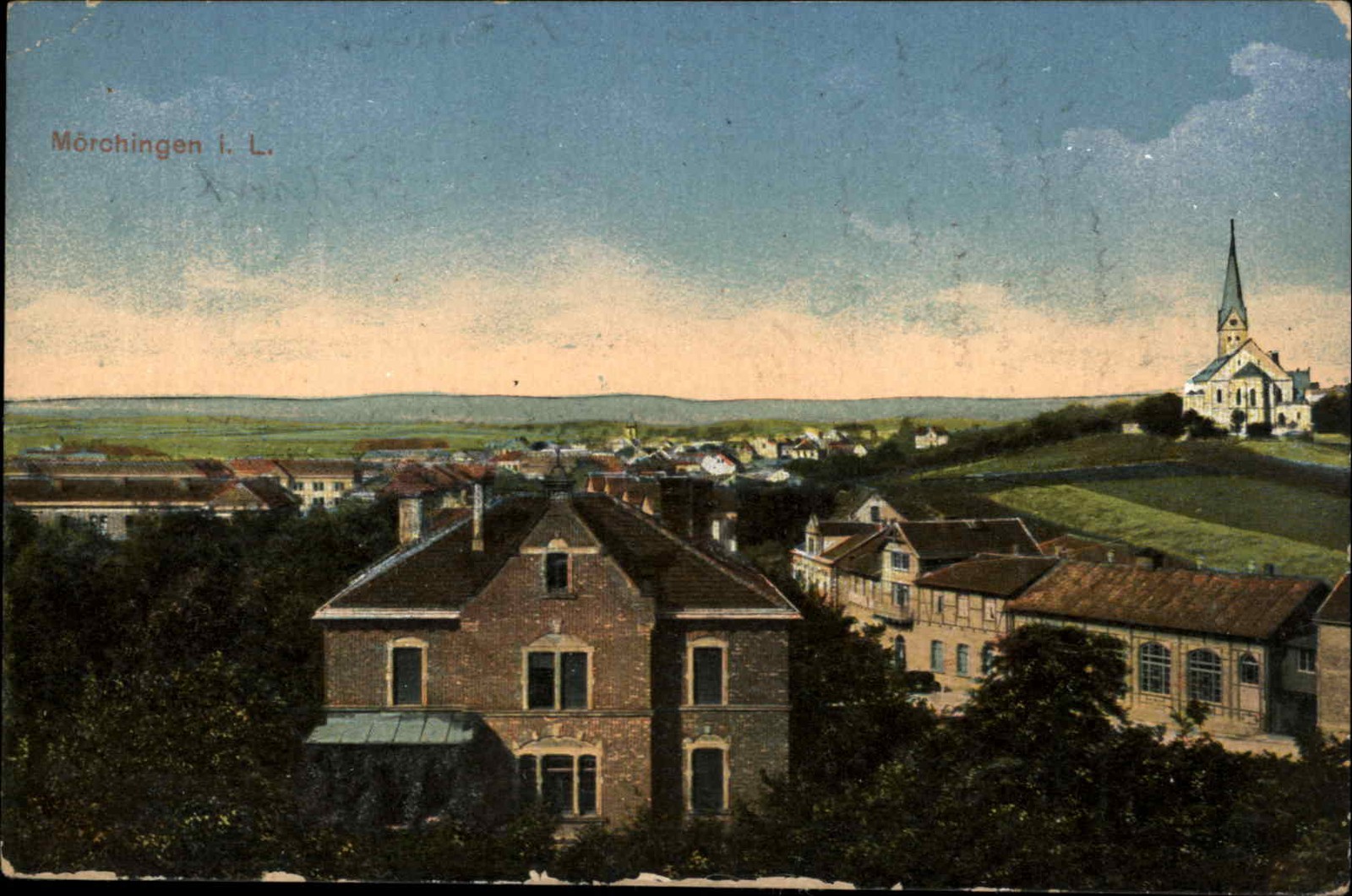 MORHANGE LORRAINE FRANCE Morchingen i.L. Bird\'s Eye View Antique Postcard MORHANGE LORRAINE FRANCE Morchingen i.L. Bird\'s Eye View Antique Postcard