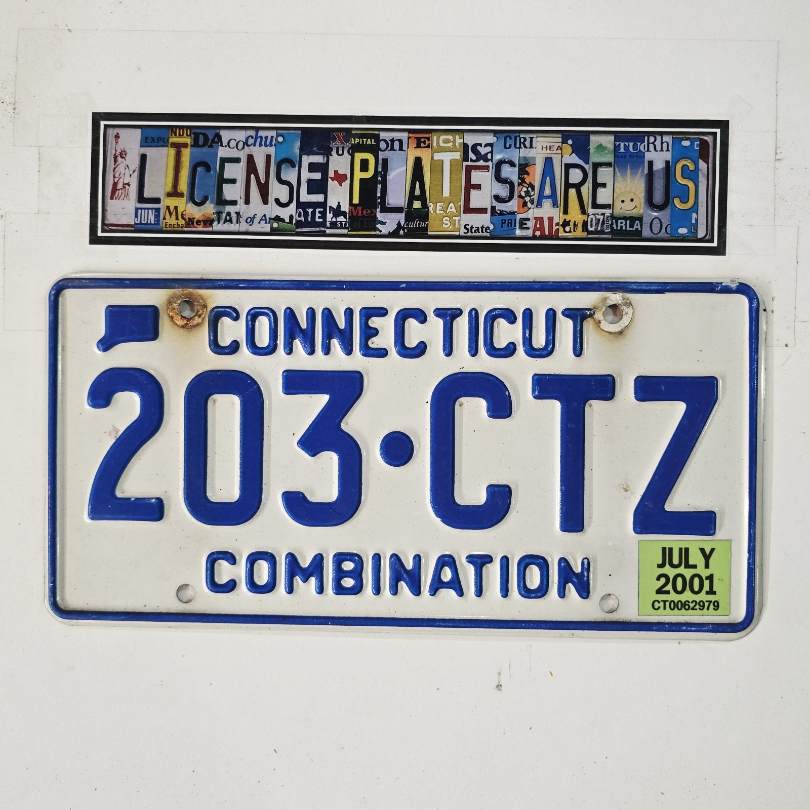 2001 Connecticut Combination License Plate 🔥  Vintage Original CT Tag 203-CTZ