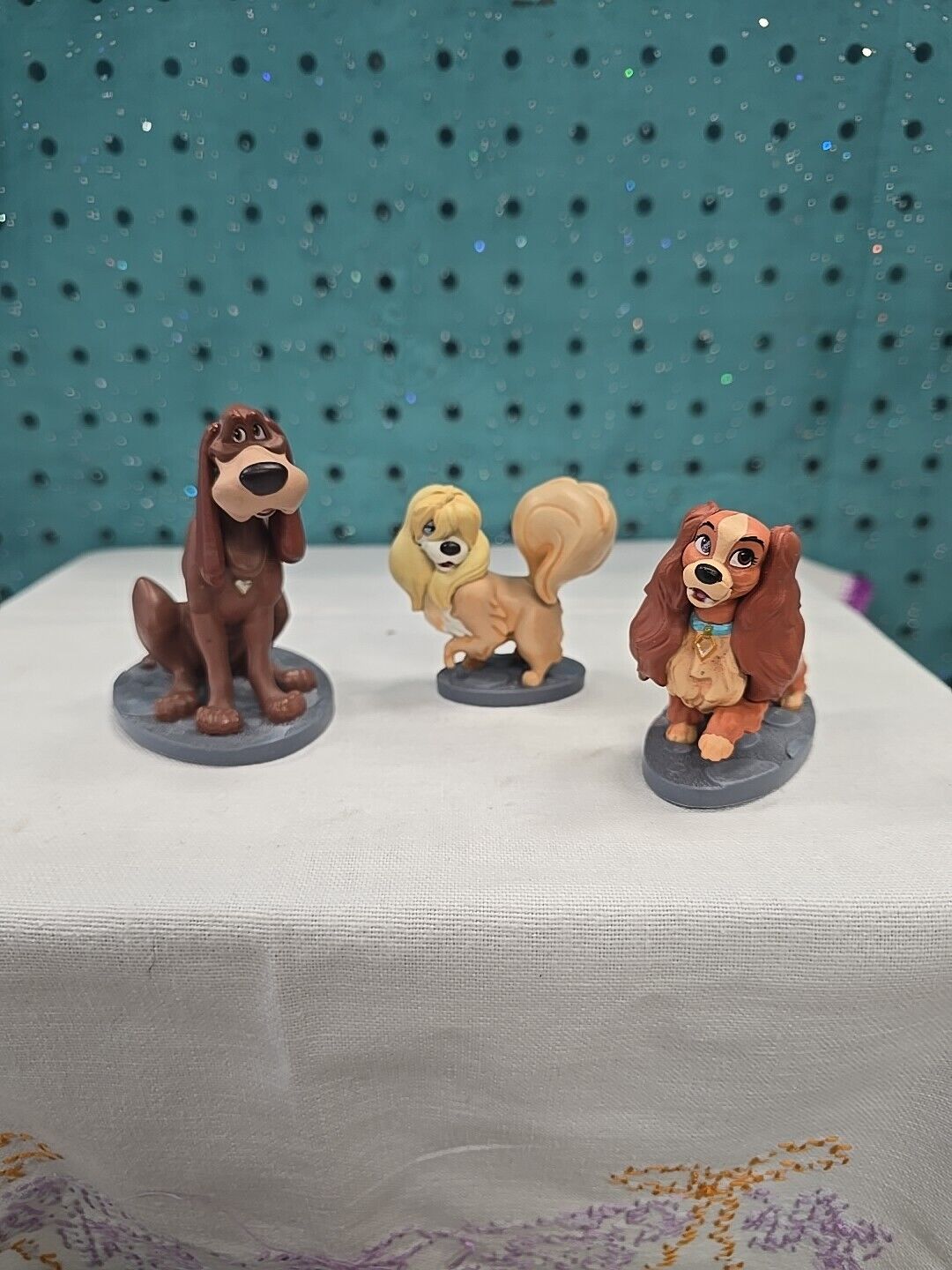 EUC Lot Of 3 Disney Lady And The Tramp Figures- Lady, Trixie & Trusty Cake Top