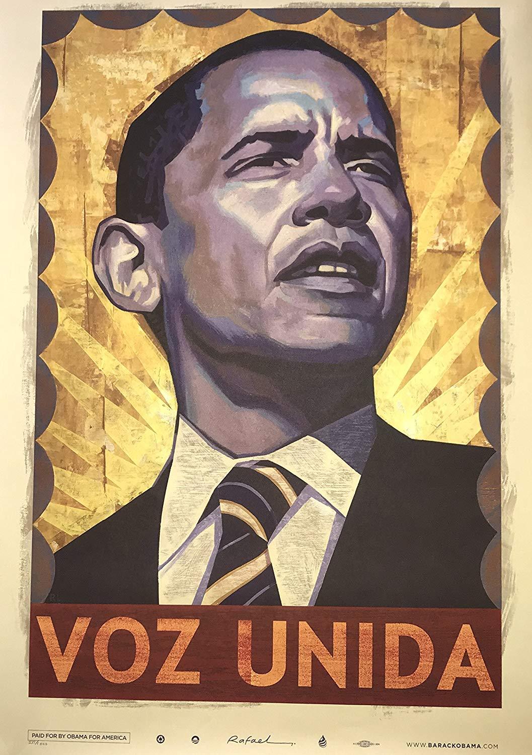 Rafael Lopez VOZ UNIDA Litho Barack Obama OFFICIAL 2008 Campaign Lithograph #541