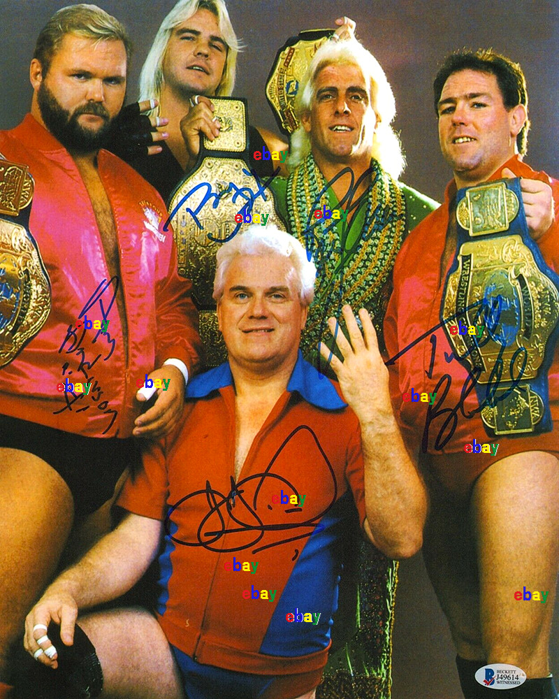 FOUR HORSEMAN SIGNED REPRINT WRESTLERS AUTOGRAPHS RIC FLAIR BARRY 8\