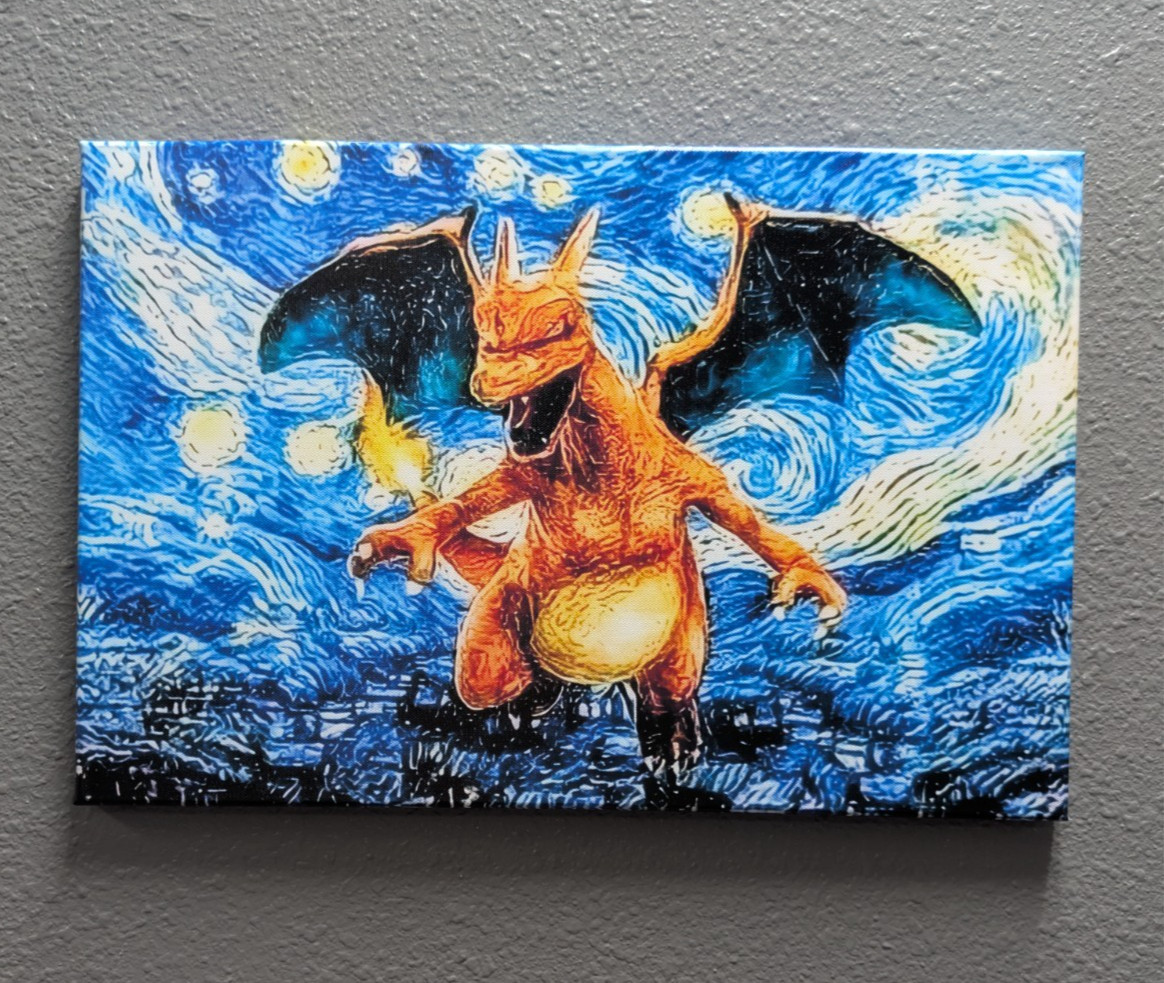 🔥 CHARIZARD STARRY NIGHT–INSPIRED FRAMED ART PRINT 🔥