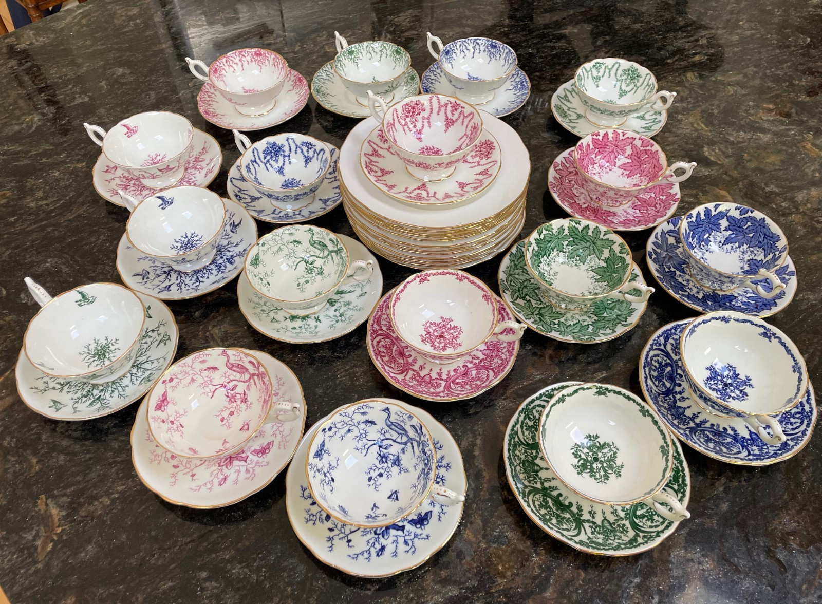 24 Vintage Coalport Teacups & Saucers - Sold Individually