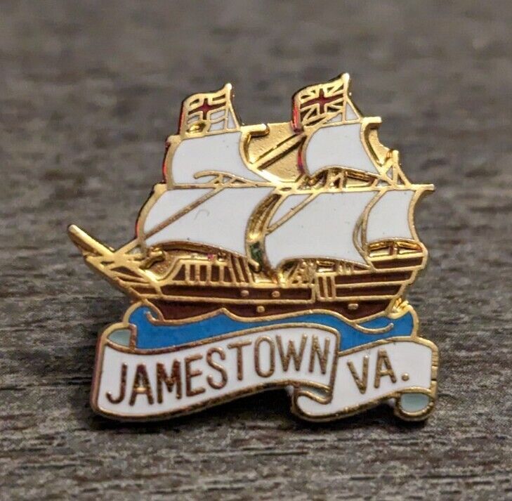 Historic Jamestown VA. Virginia Two-Mast Ship Gold-Tone Souvenir Lapel Pin