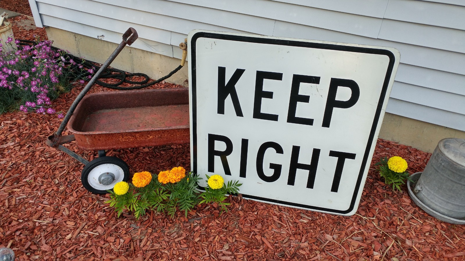 Vintage Highway Road Keep Right Sign Large 30 x 30 - Cool