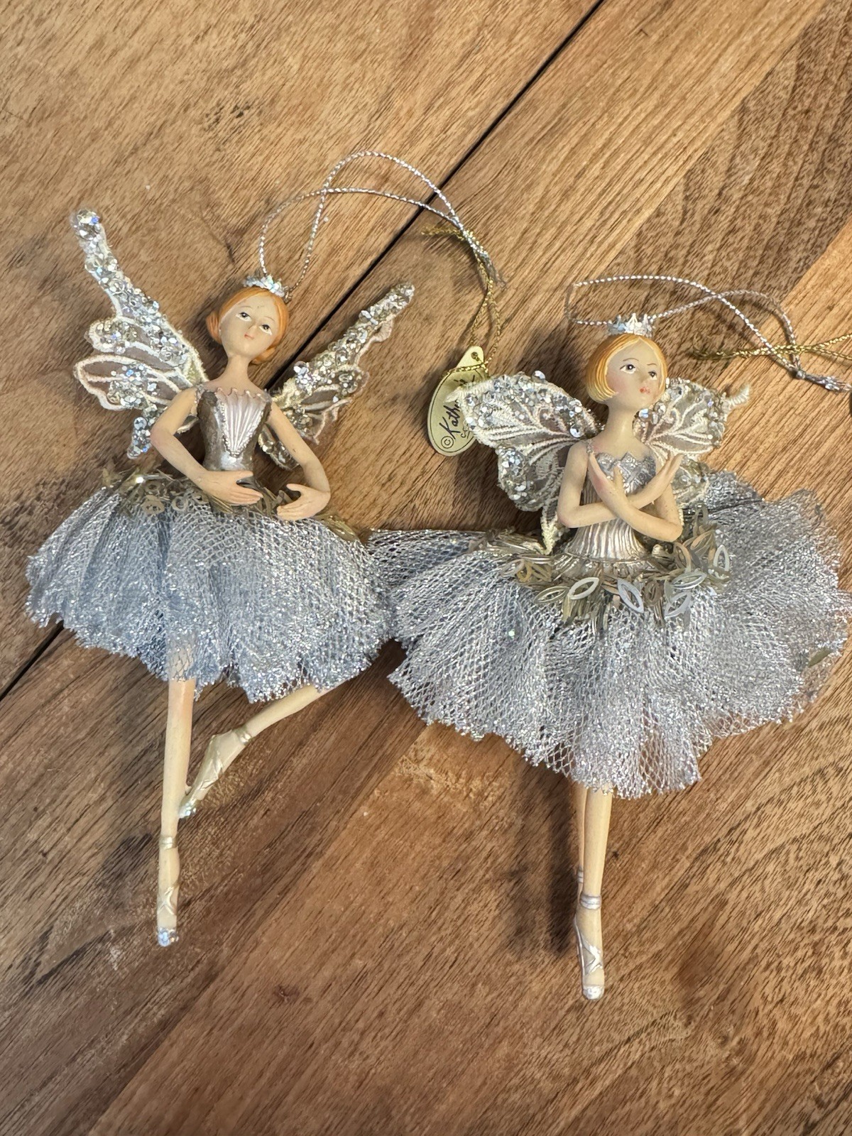 Vintage Katherine’s Collection Set of 2 Silver Ballerina Fairy Ornaments