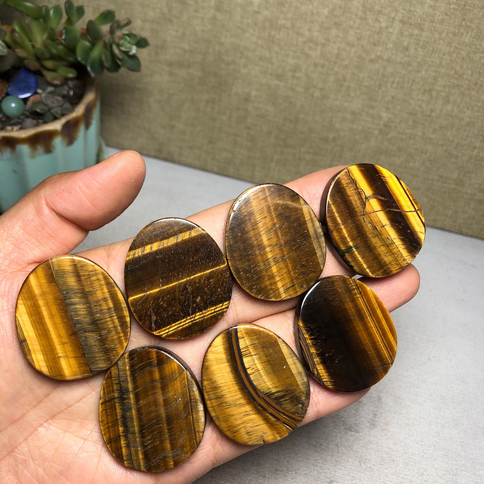 Natural yellow tiger eye Slab/Slice rough polish crystal specimen 101g A6159