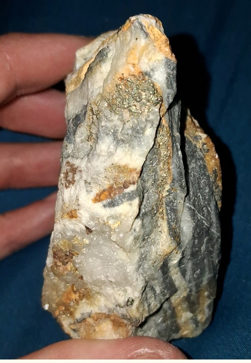 Natural  Gold-in-Quartz Mineral Specimen With Sulfide Inclusions