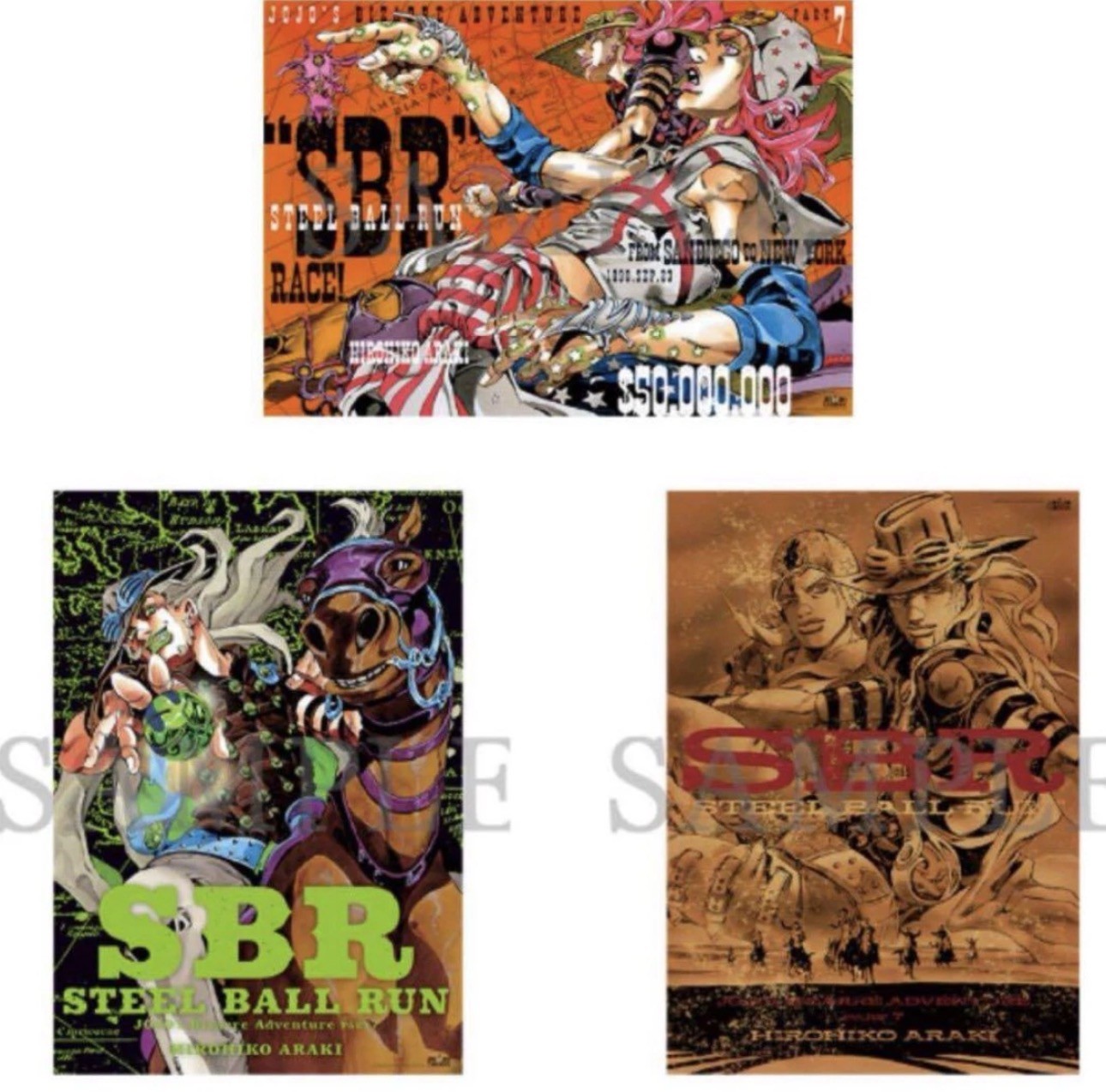 JOJO CARAVAN Art Exhibition limited part 7 STEEL BALL RUN B2 Poster 3 set NEW