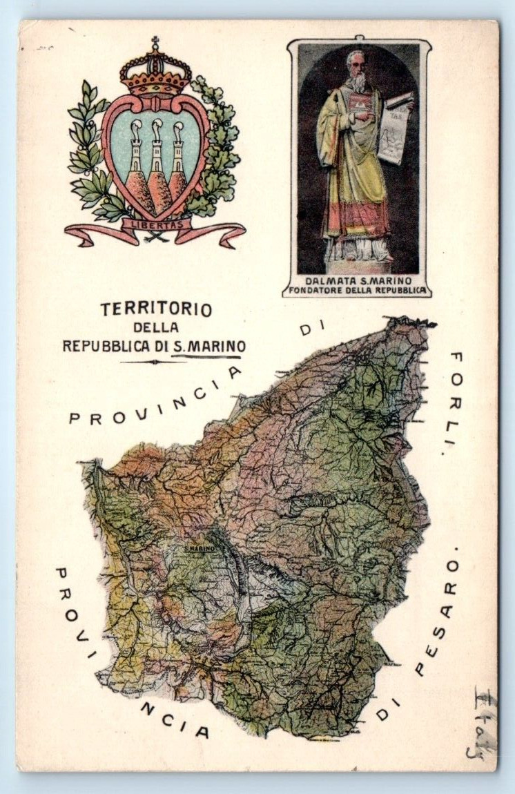 Territorio Repubblica di SAN MARINO Map cartograph Heraldic Postcard