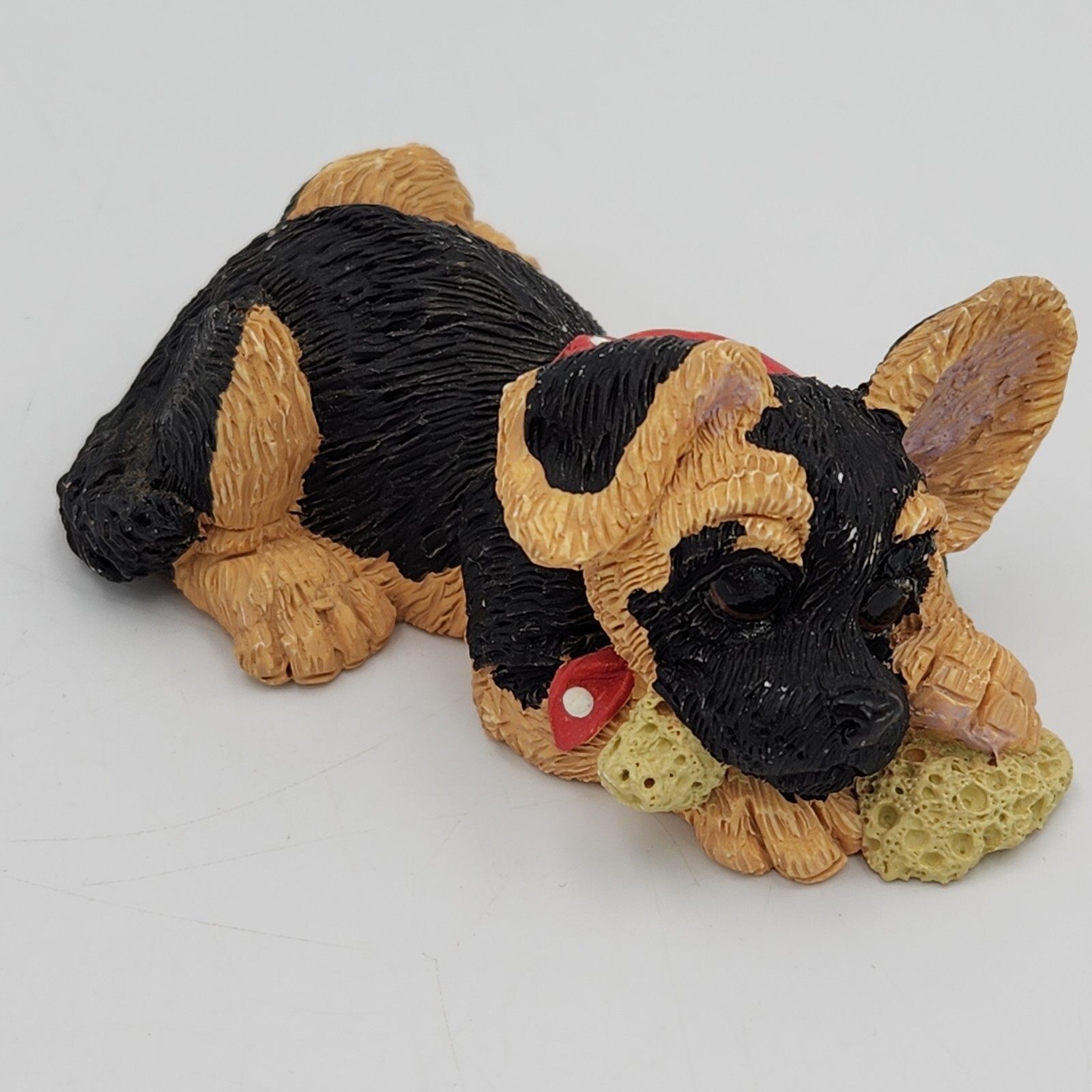 Vintage Enesco Resting Puppy 4 Inch Figurine With Scarf Kathy Wise 1993