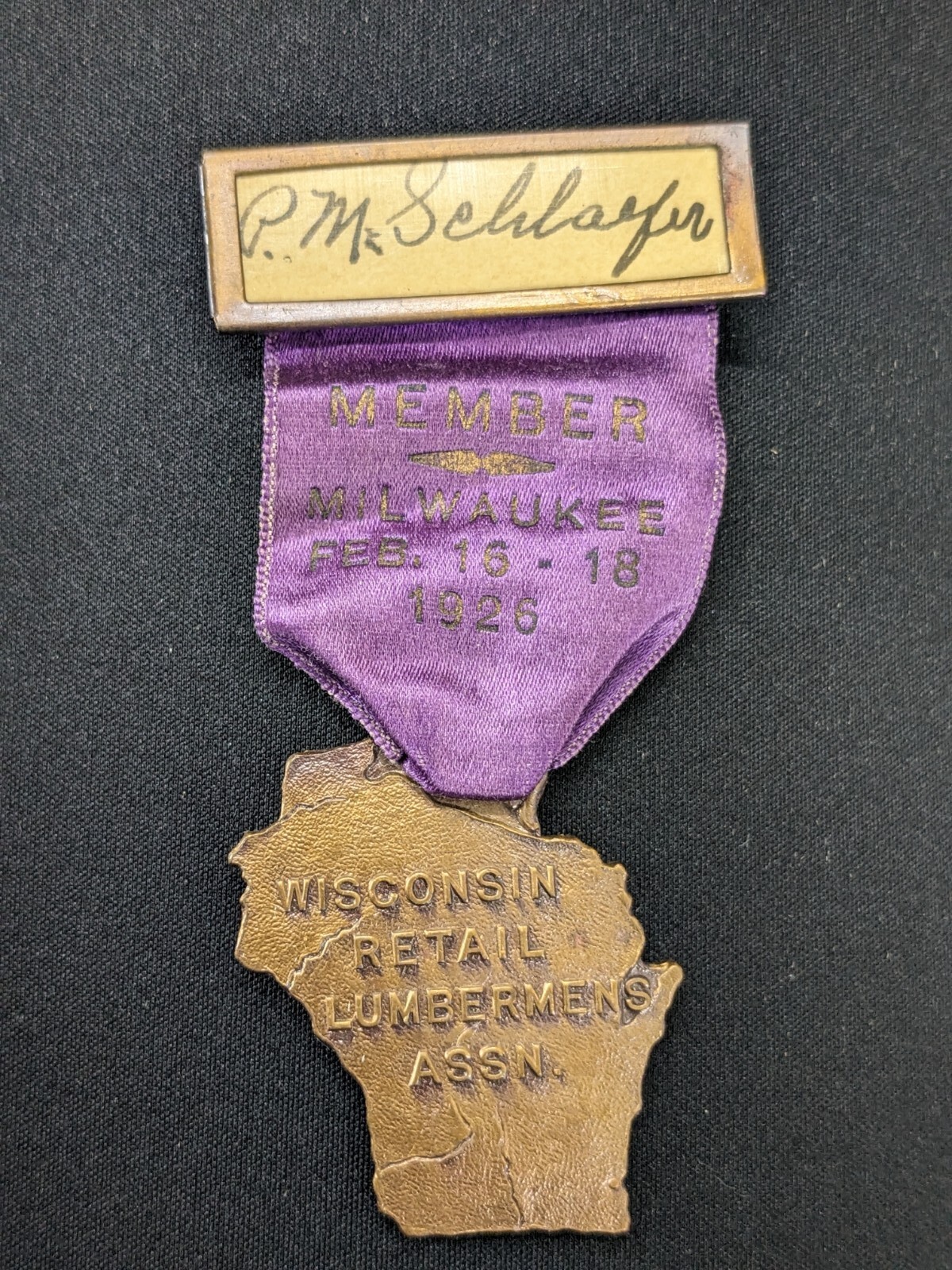 1926 Wisconsin Retail Lumbermen\'s Association Convention Member Ribbon - Antique