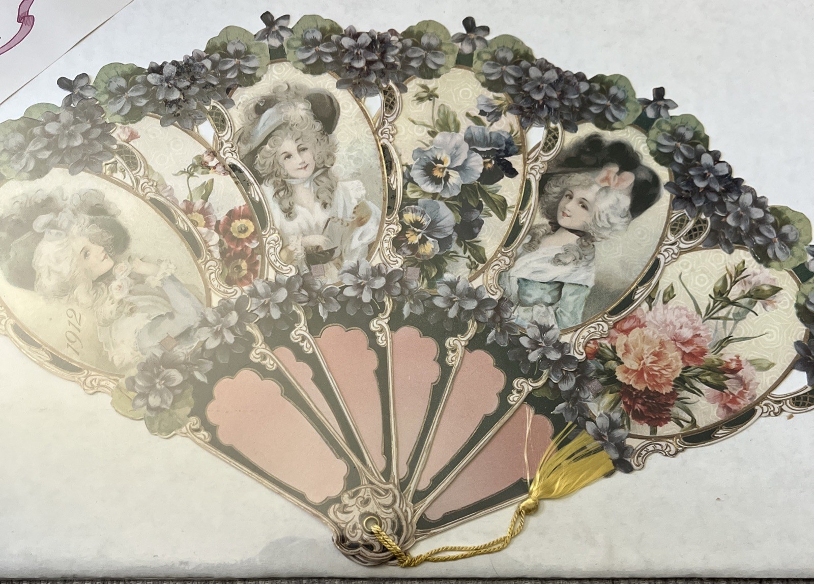 New Collectable Victorian Fan ephemera Paper Fan Reproduction 1990\'s