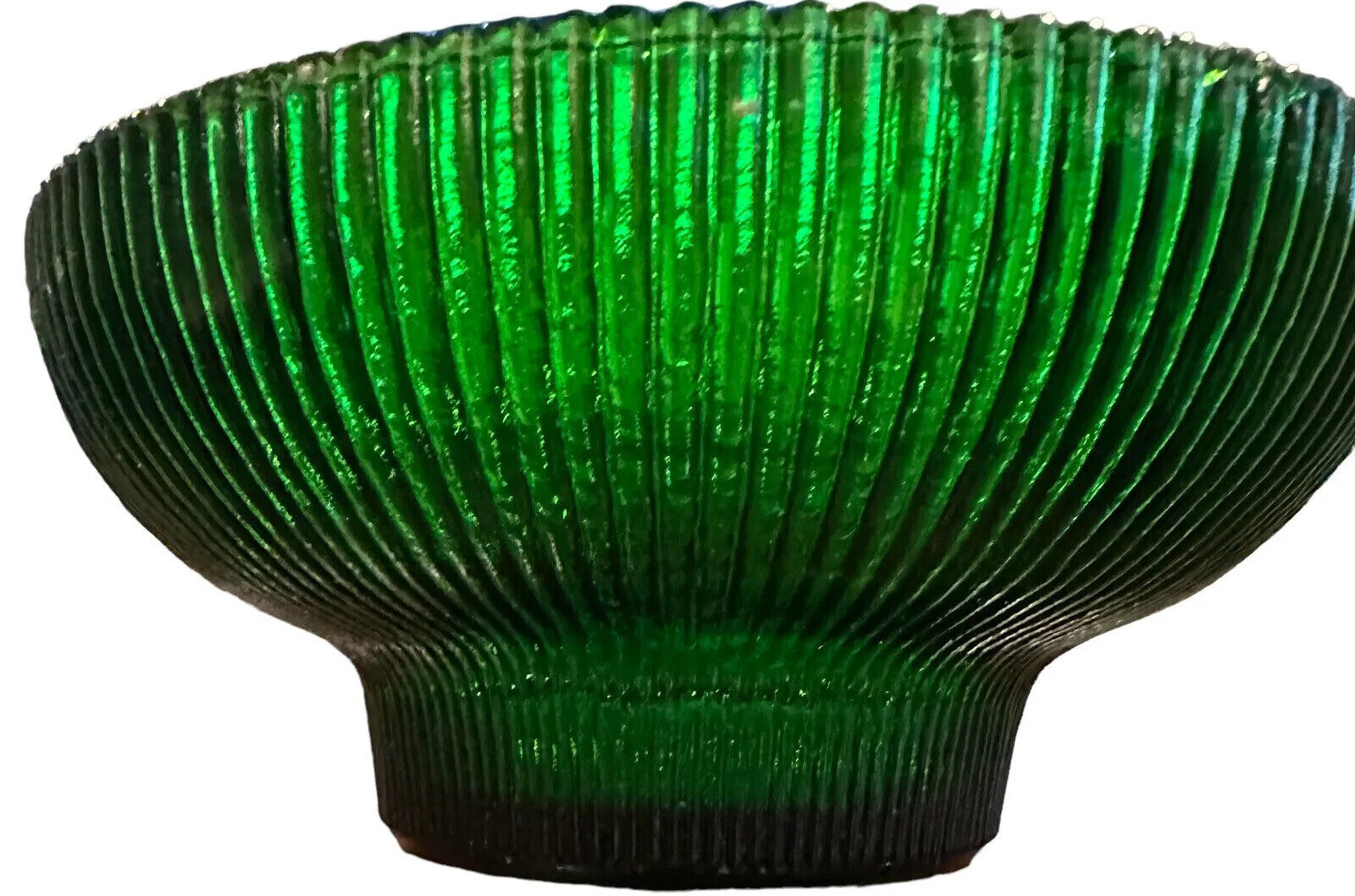Vintage Hoosier Glass 4054 Emerald Green Ribbed Candy Dish Flower Bowl Vase