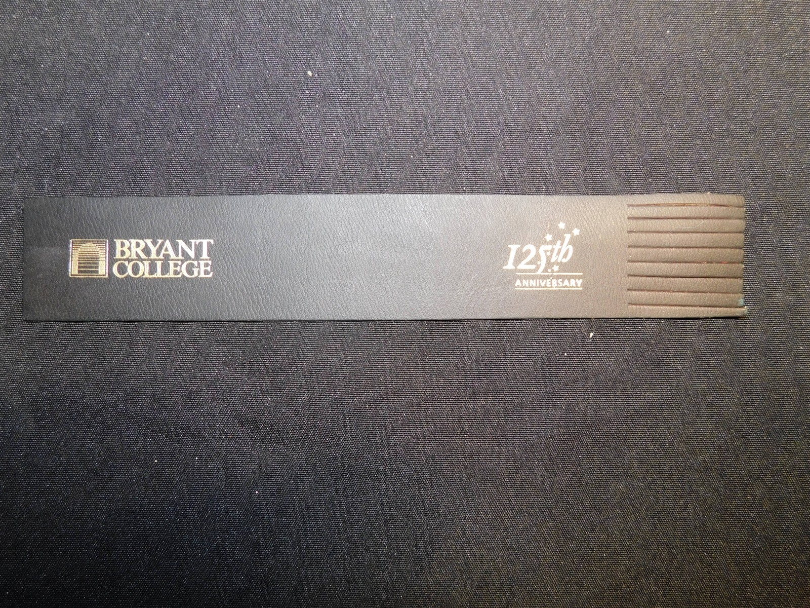 Bryant College 125th Anniversary Leather Bookmark – Black & Gold – Rare Vintage 