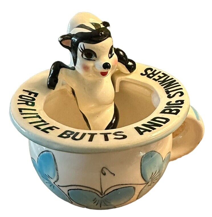 Vintage 1960’s Cute Ceramic Skunk Ashtray \