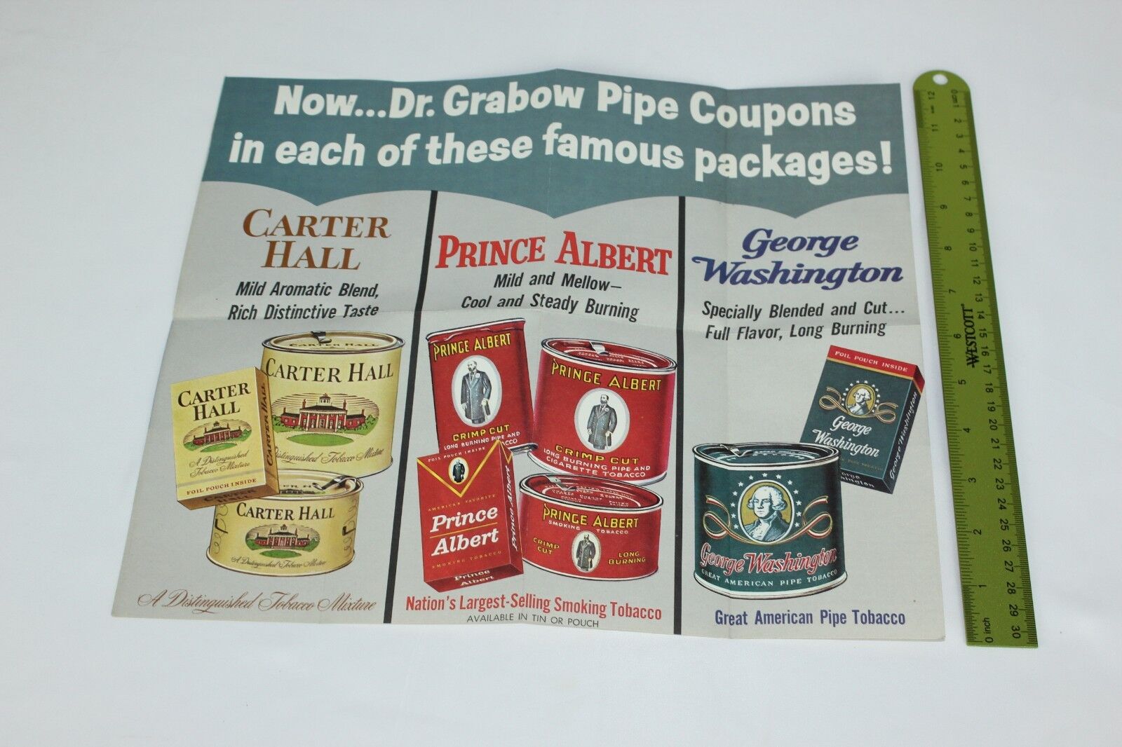 VTG Dr Grabow Pipe Carter Hall Prince Albert Poster Advertising Foldout Poster
