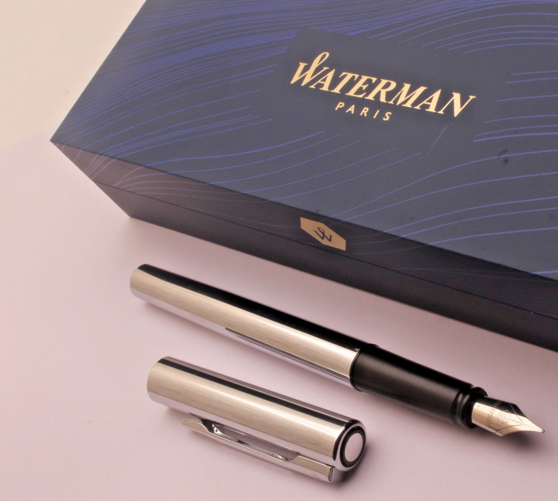 Waterman Phileas Fountain Pen CHROME Body With Schmidt Converter New With Box Waterman Phileas Fountain Pen CHROME Body With Schmidt Converter New With Box