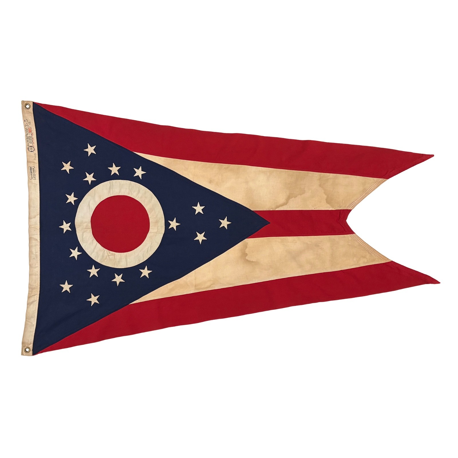 Vintage Cotton Ohio State Flag American Old Sewn Cloth Antique Art Buckeye USA
