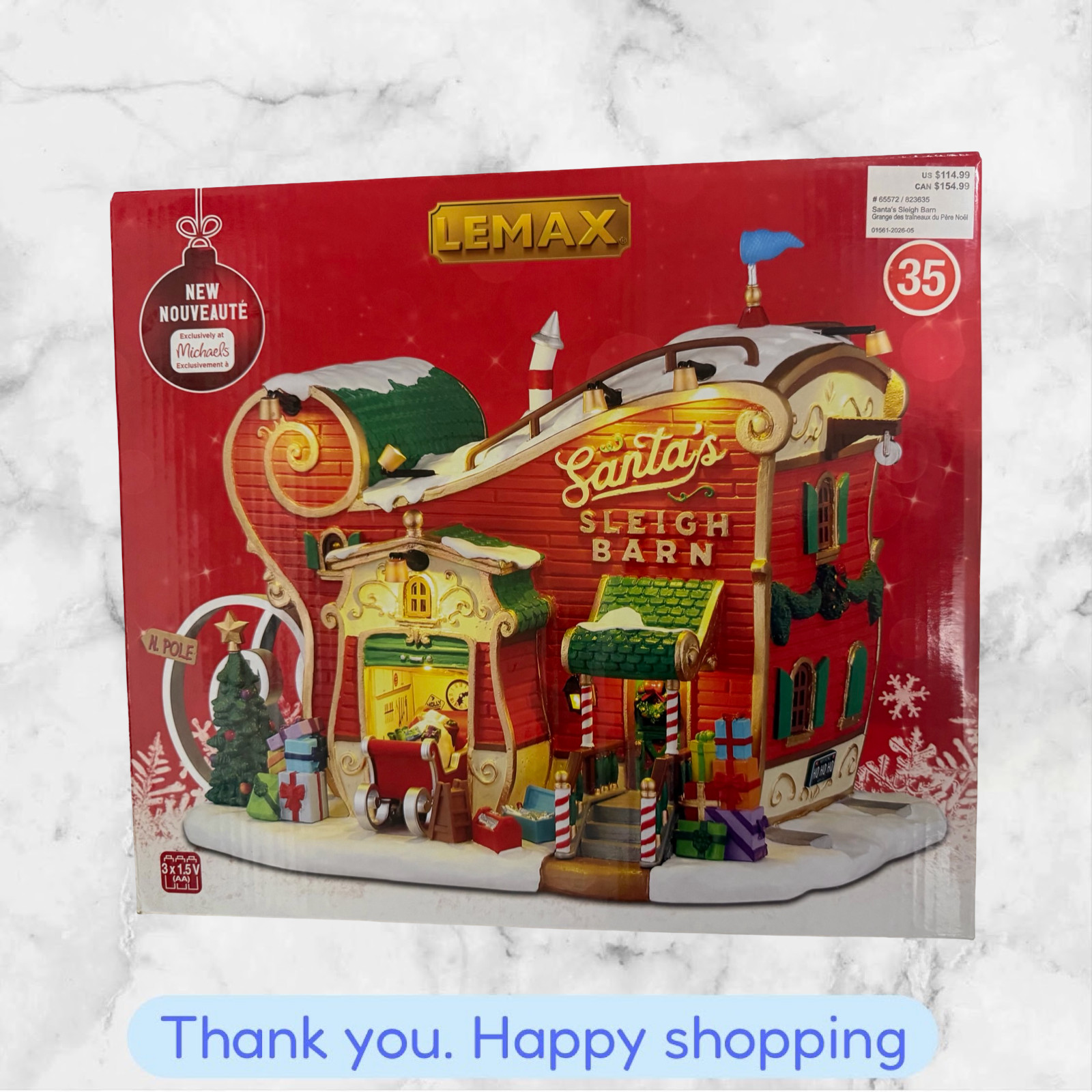 Lemax Santa\'s Wonderland Santa\'s Sleigh Barn #65572 BRAND NEW SHIPPING