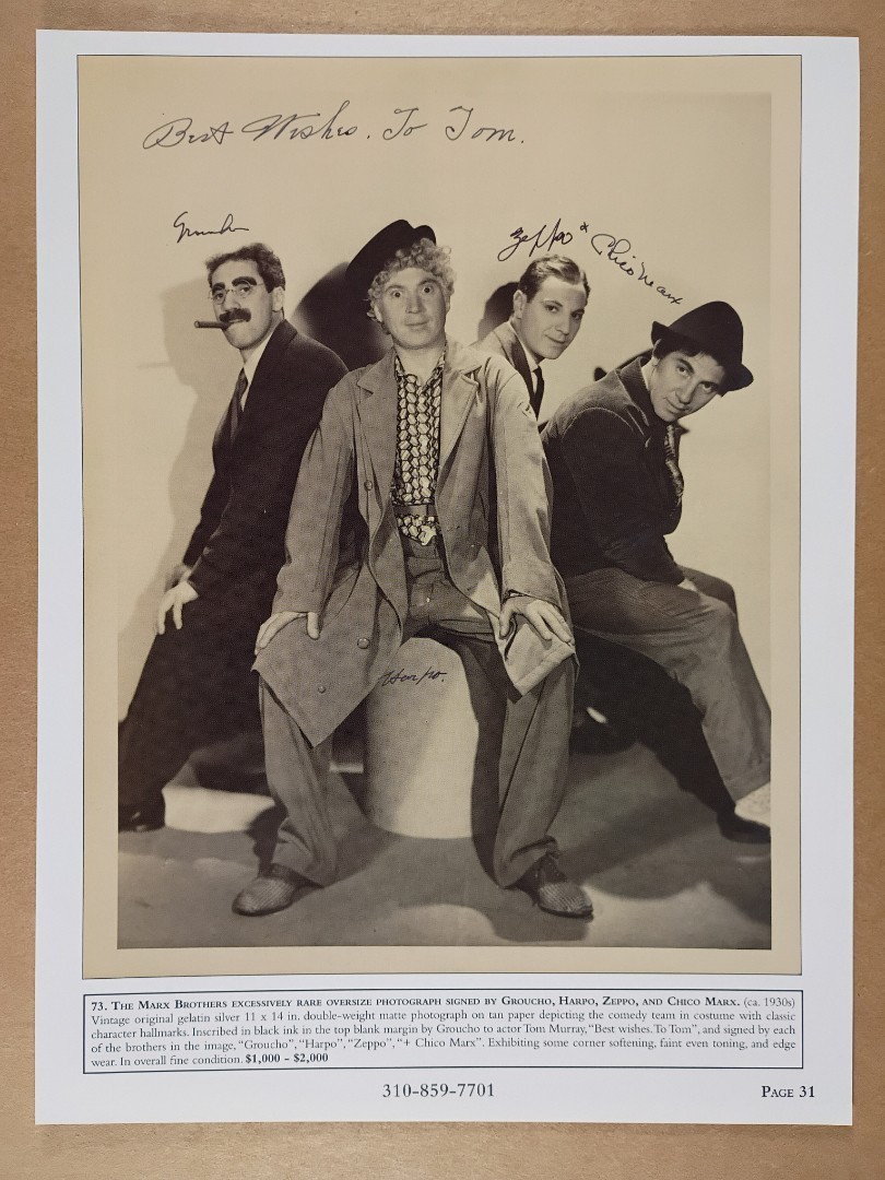 The Marx Brothers 2017 auction catalog page The Marx Brothers 2017 auction catalog page