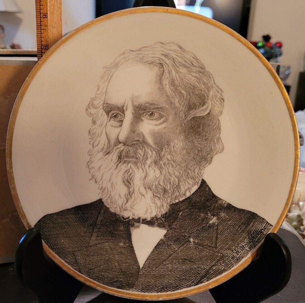 Vintage Commemorative Plate Henry Wadsworth Longfellow ROYAL RUDOLSTADT PRUSSIA
