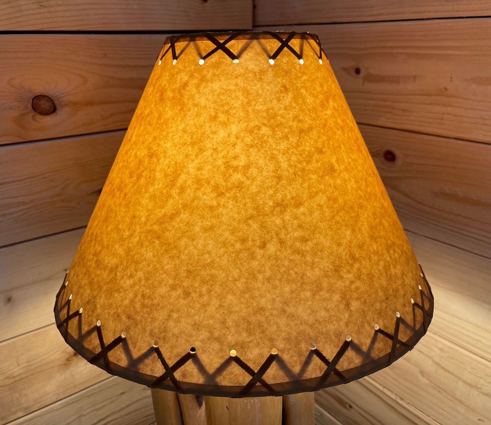Rustic Oiled Kraft Laced Lamp Shade - 16\