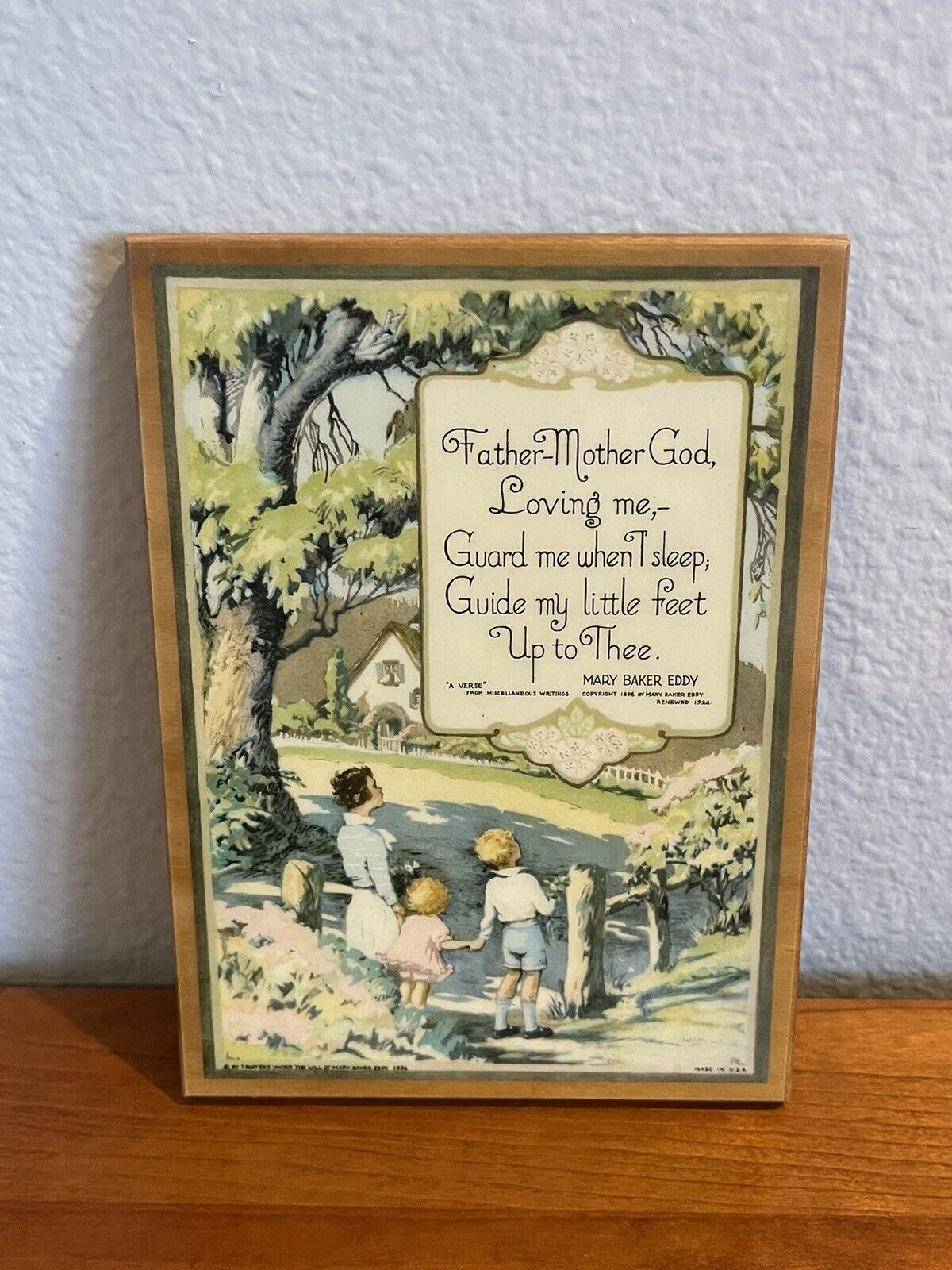 Christian Science Children's Prayer wooden wall hanging vintage lovely beautiful