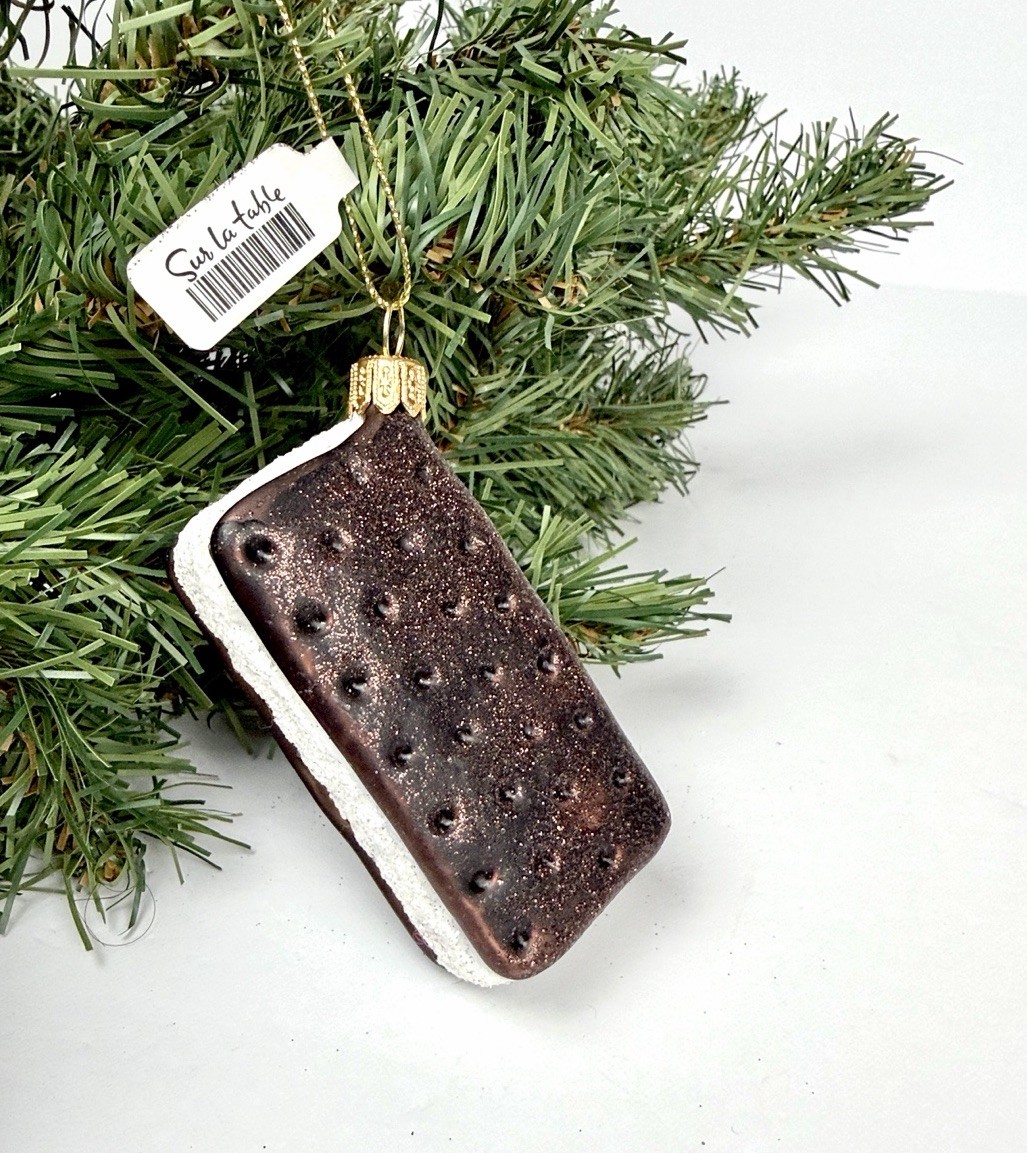 NWT Glass Christmas Ornament Ice Cream Sandwich Made in Poland for Sur La Table