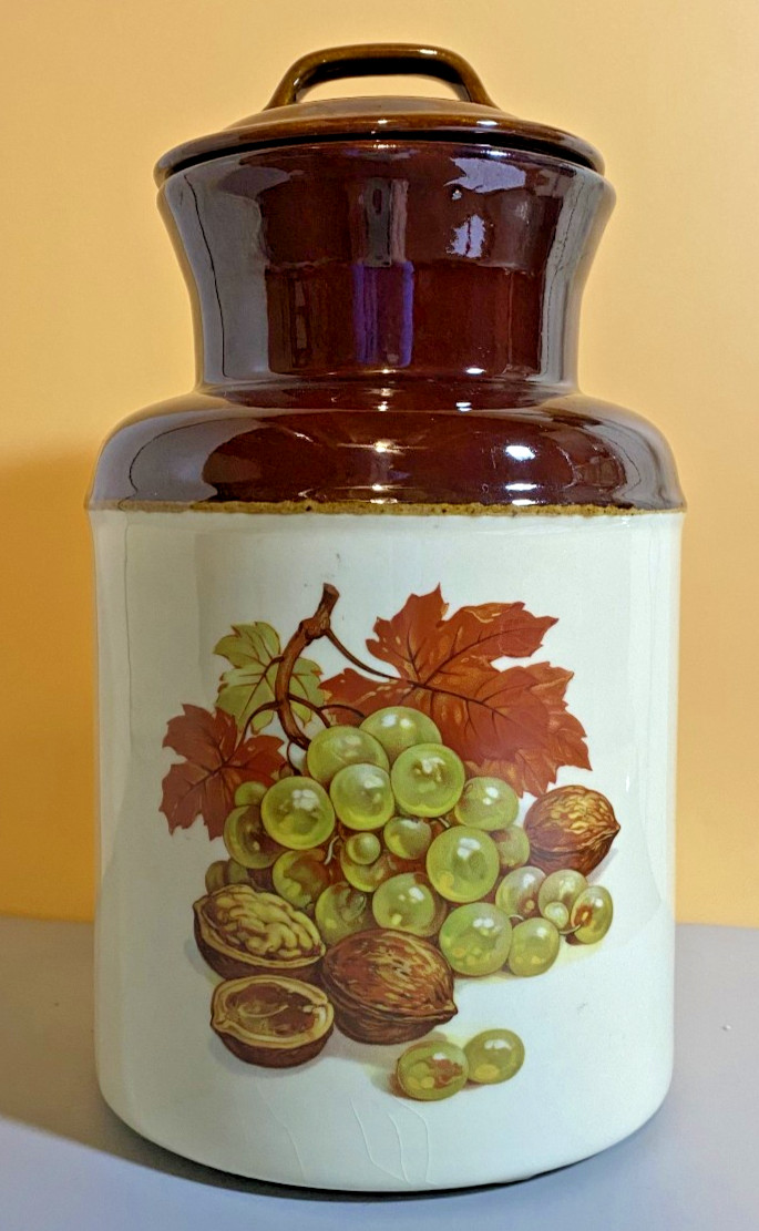Canister with Lid Brown Fruit Festival # 253 Large Canister McCoy USA Pottery