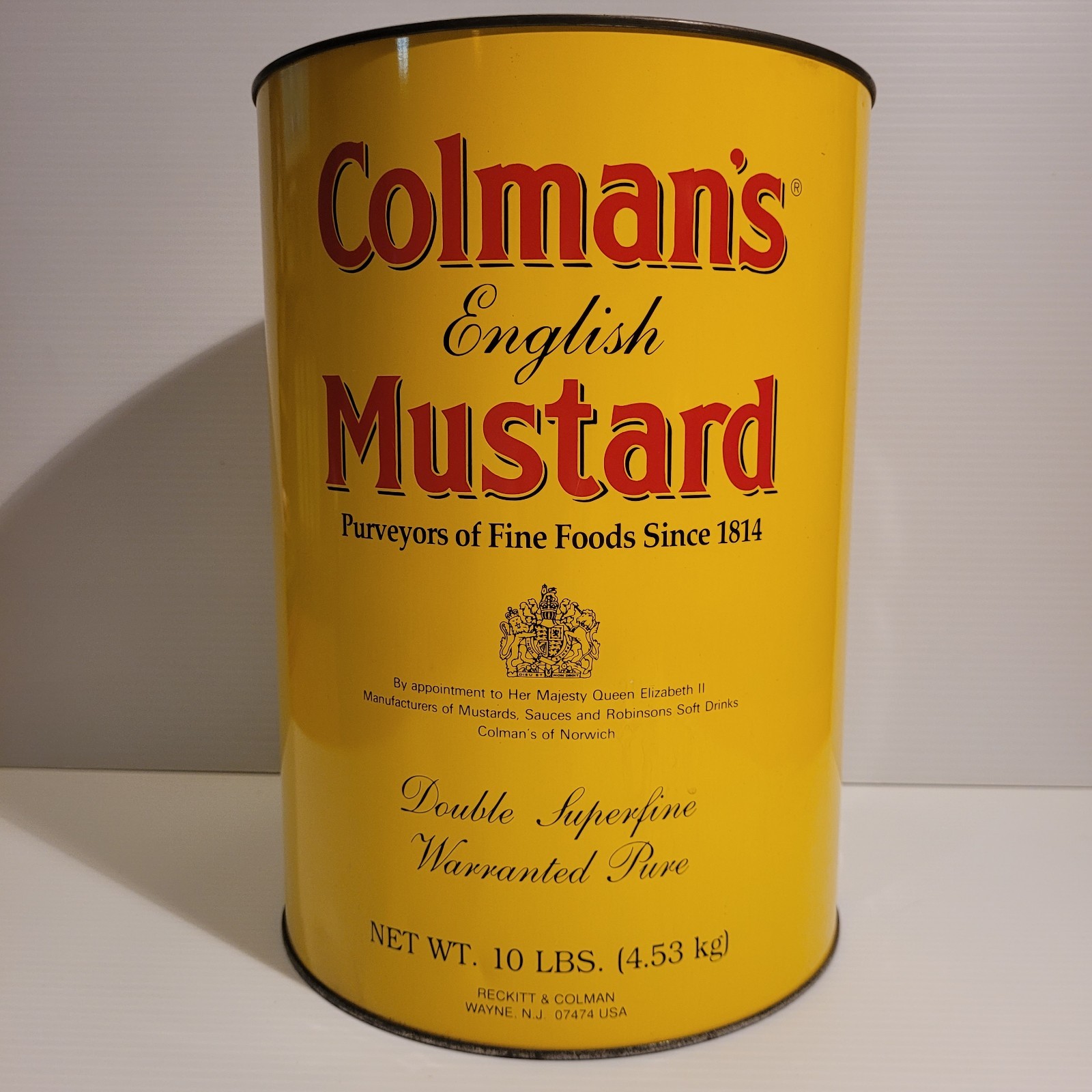 Vtg XL Colman\'s English Mustard 10 lb Tin Can Advertising Restaurant Sign Decor