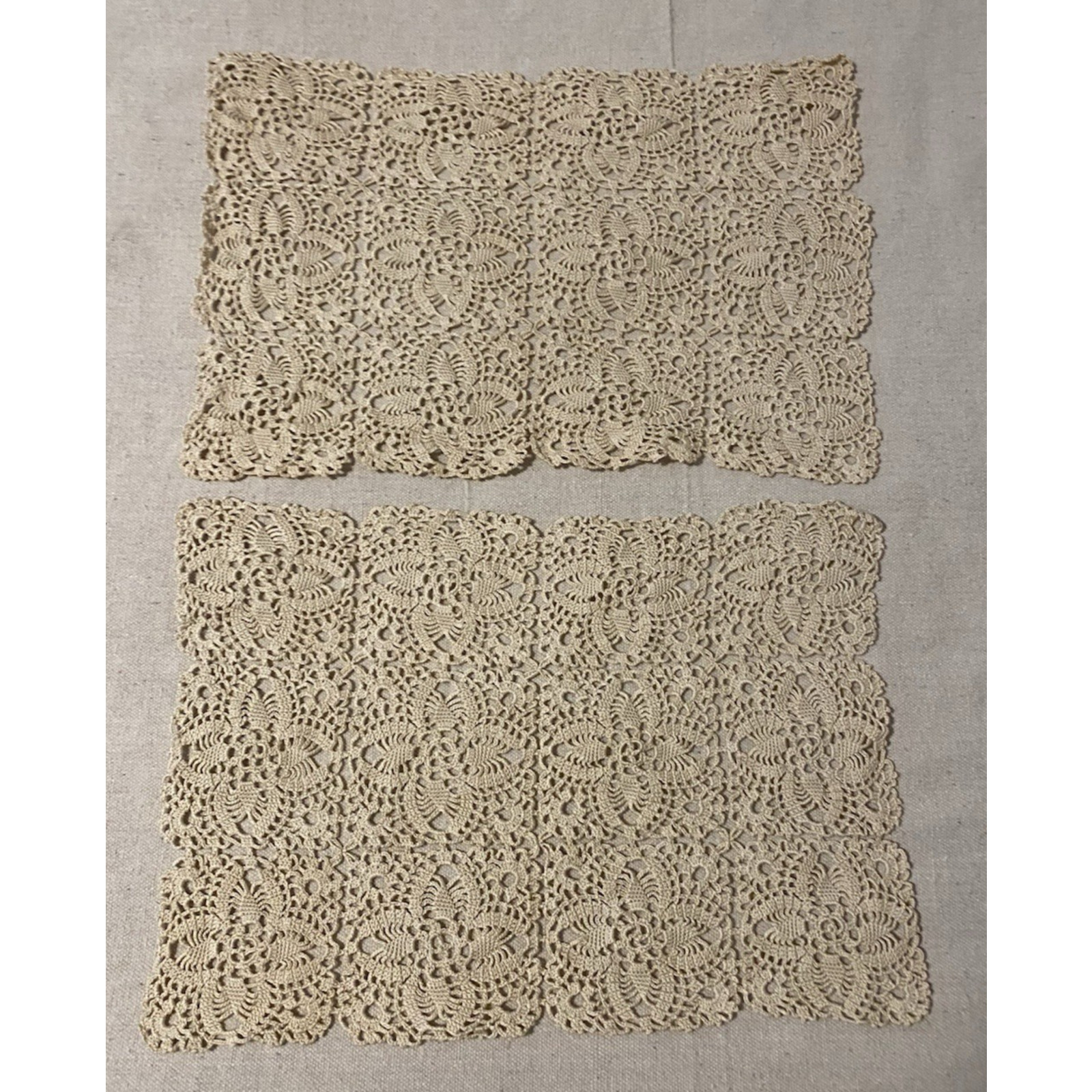 Vintage Lot of 2 Handmade Crochet Lace Table Placemat Doily Centerpiece 14\