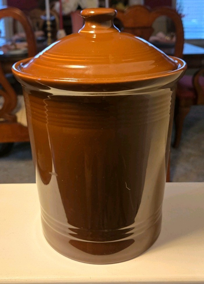 Fiesta Ware HLC Chocolate LARGE 10” 3QT Canister & Lid Crock HTF Retired