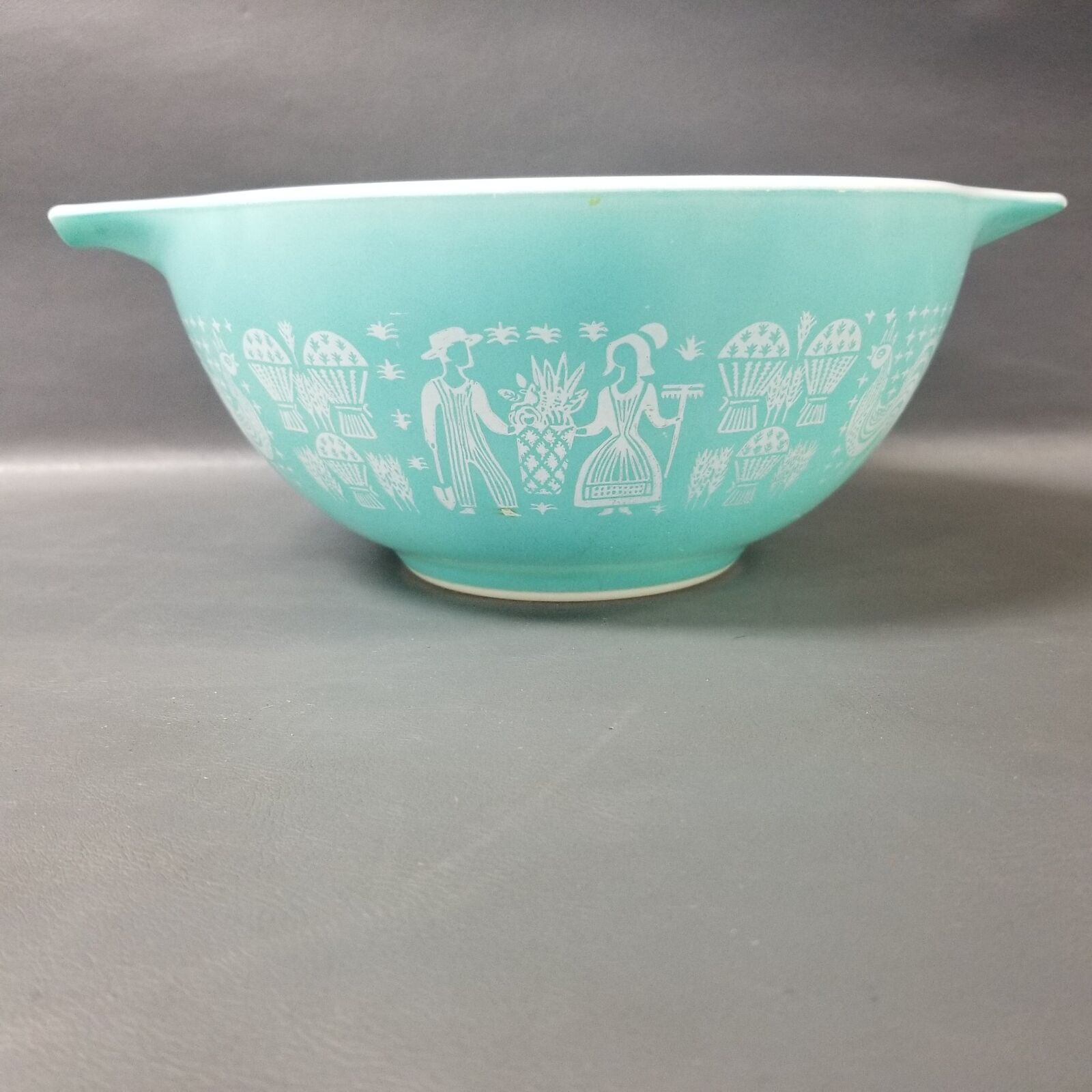 Vintage PYREX Turquoise Amish Butterprint Cinderella Bowl #442 1.5 qt