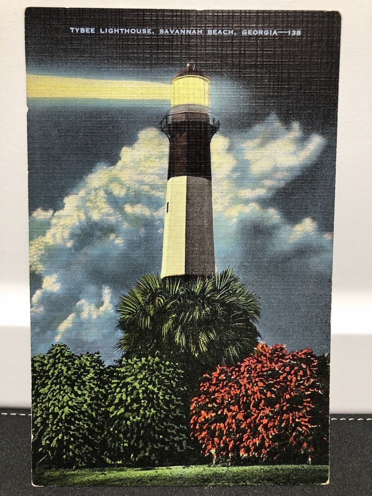 Postcard Tybee Lighthouse Savannah Beach Georgia Unposted Linen Postcard