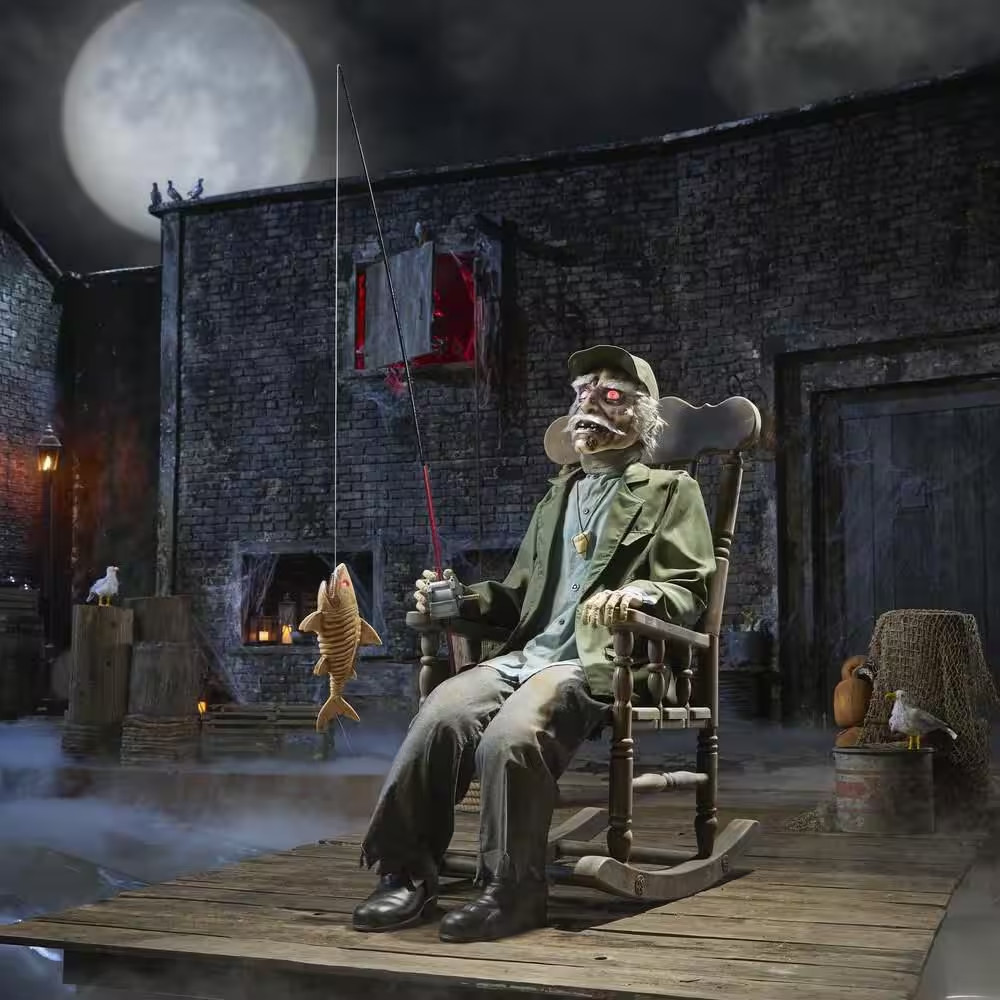 6.5 FT Dead Water Animated LED Fisherman in Rocking Chair