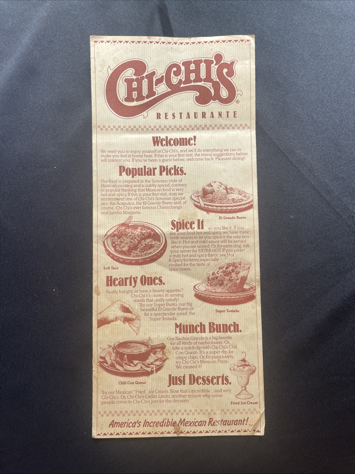 1984 Vintage Chi-Chis Restaurant Menu Timonium Maryland