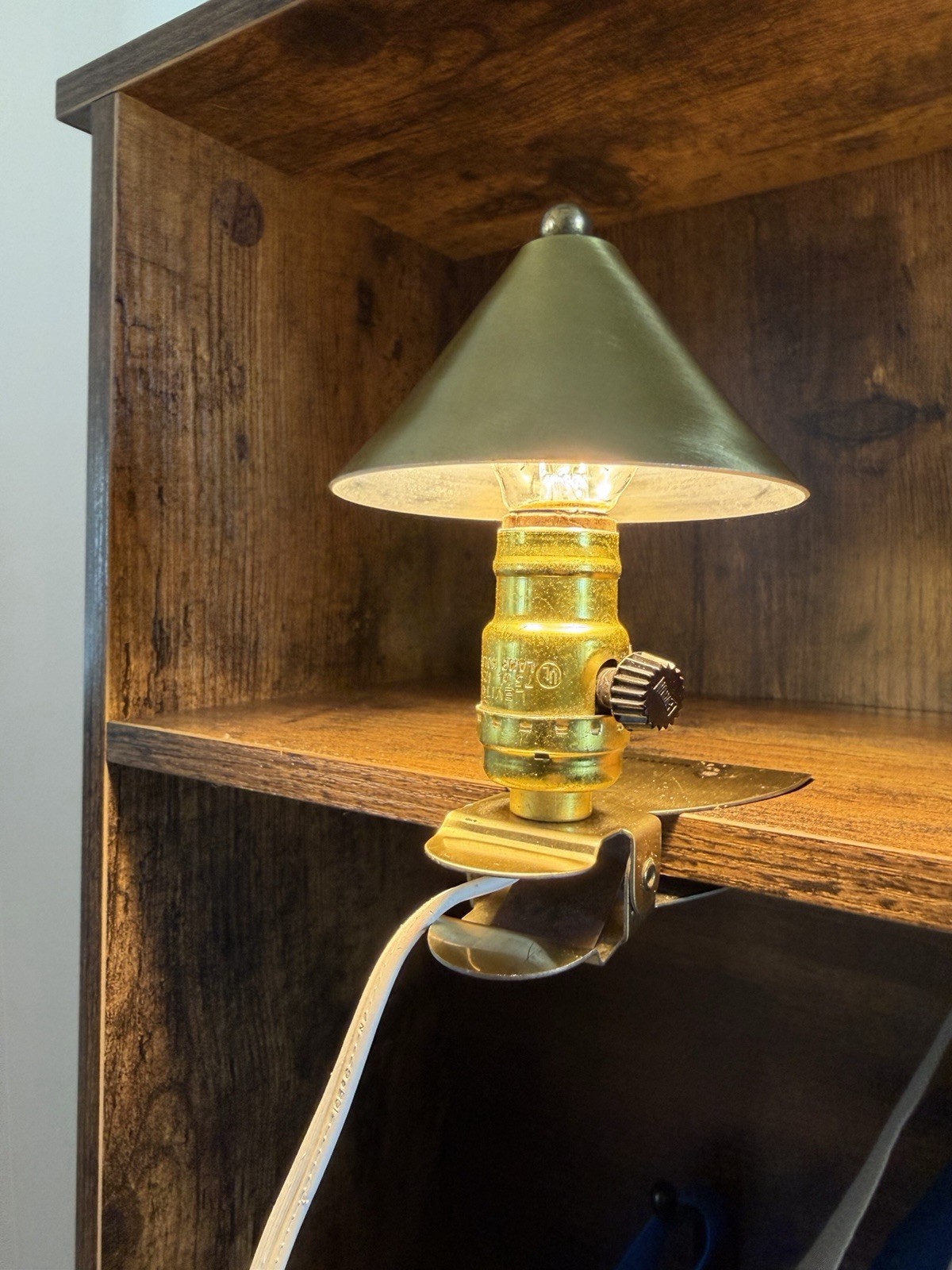 Vintage Tensor Mini Clip On Clamp Light MCM Brass Finish Art Deco Lamp Shelf