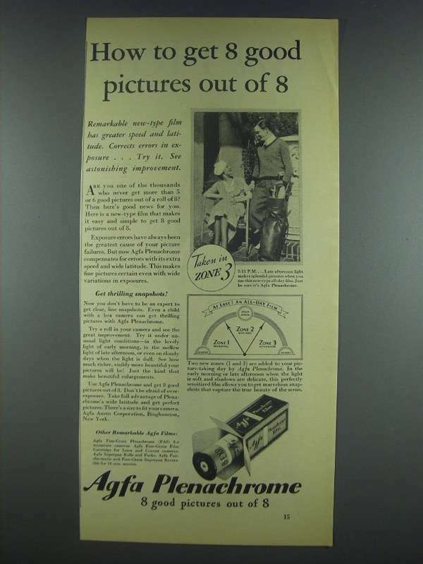 1933 Agfa Plenachrome Film Ad - Get Good Pictures